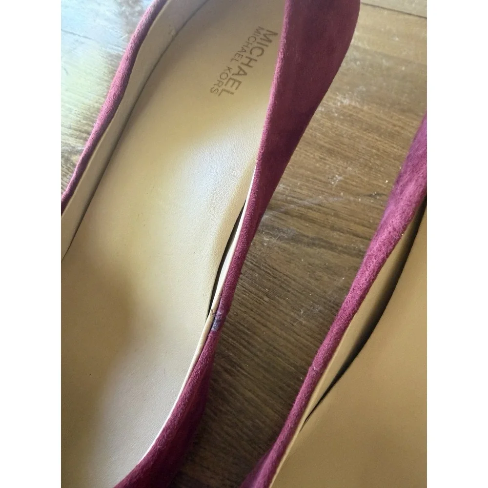 Michael Kors Burgundy Suede Pointed Toe Mid Heel Pumps Size 7.5M 2.5 Inch Heel